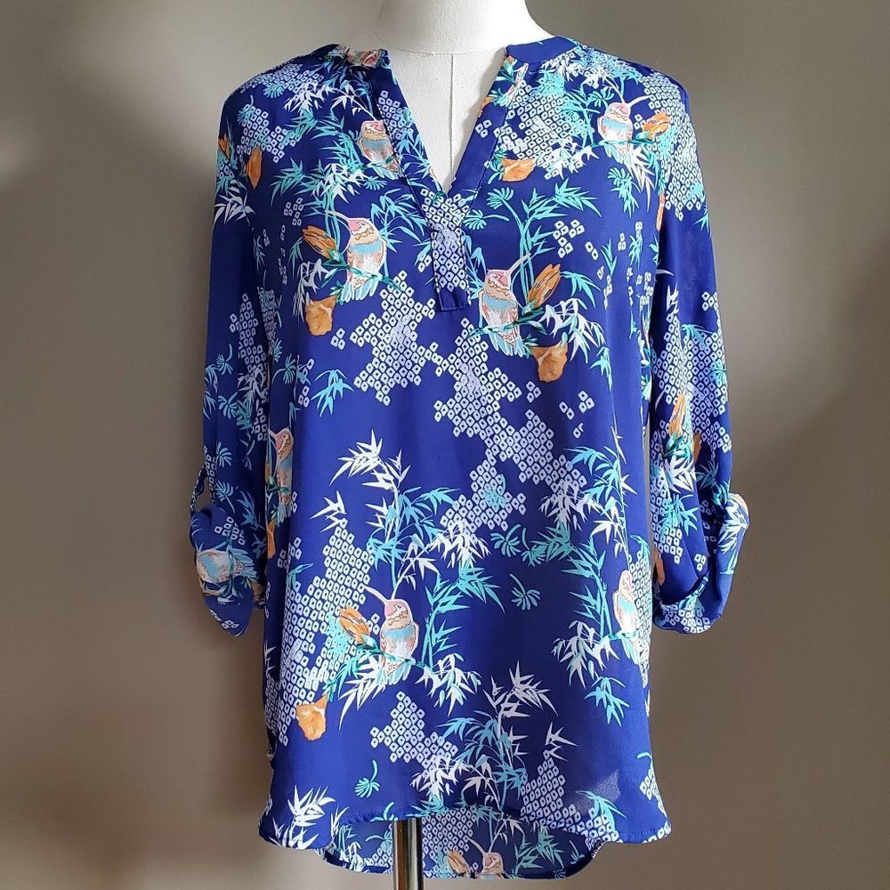 DR2 Tropical Long Sleeve Blouse Sm. Unique!
